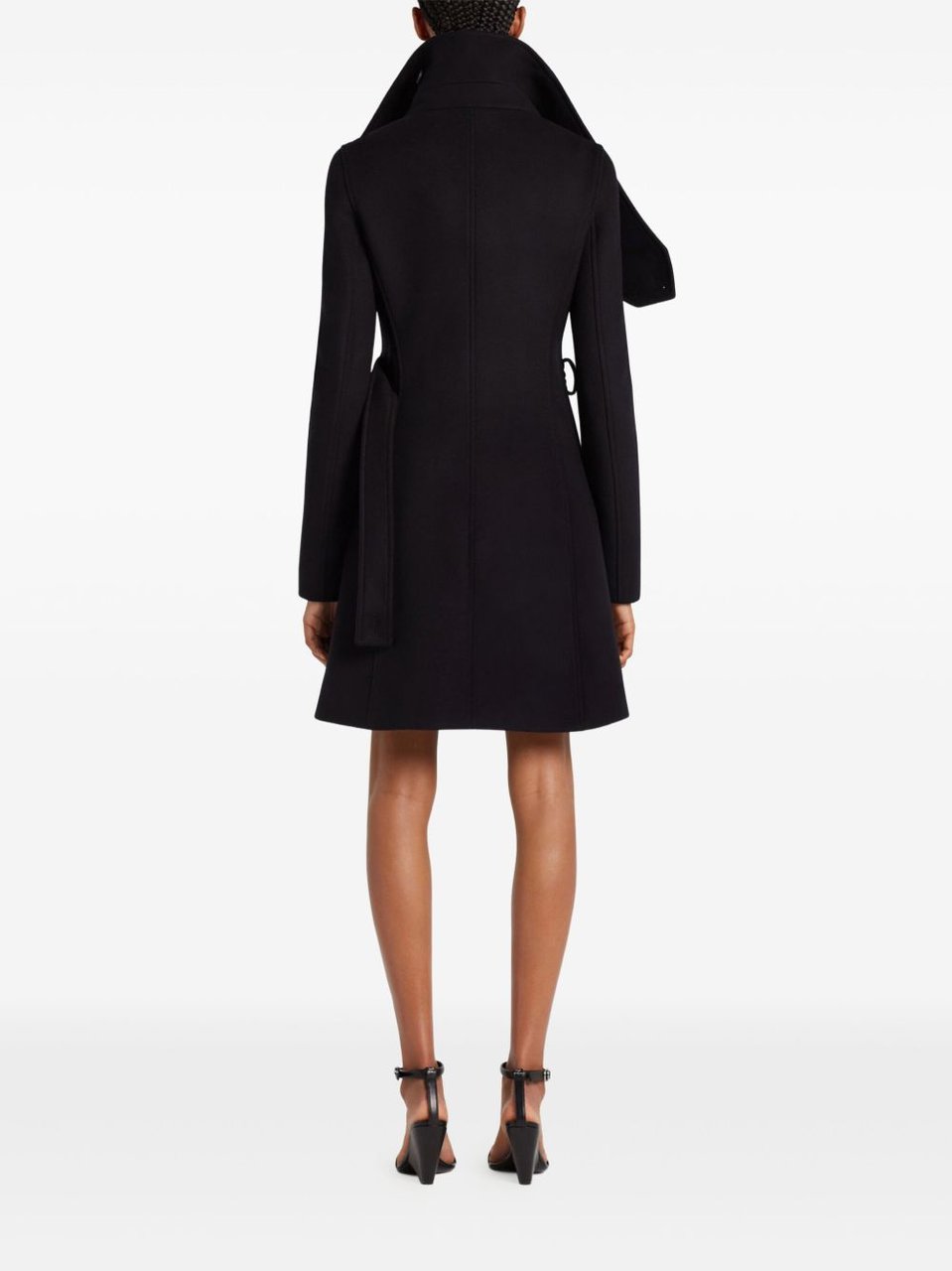 COURREGES Asymmetric Collar Tailored Black Coat With Concealed Buttons Zwart
