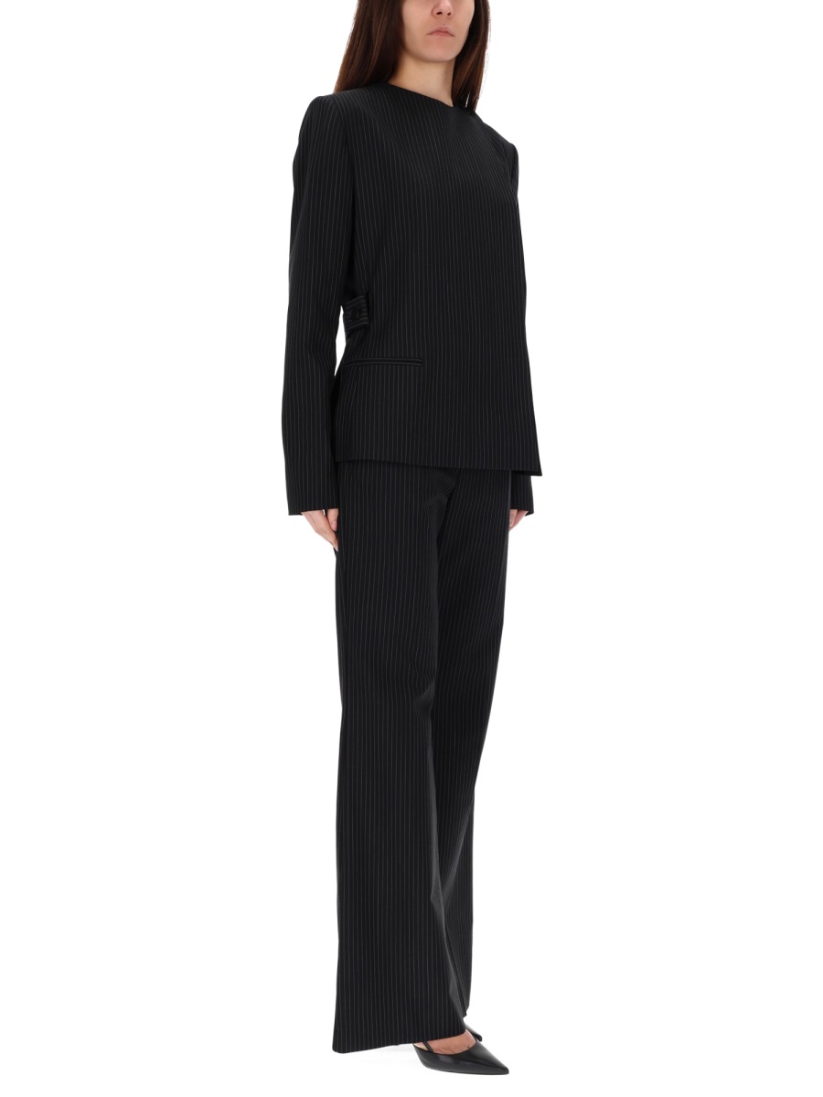 COURREGES Neutrals Pinstripes Wide Leg Pants Zwart