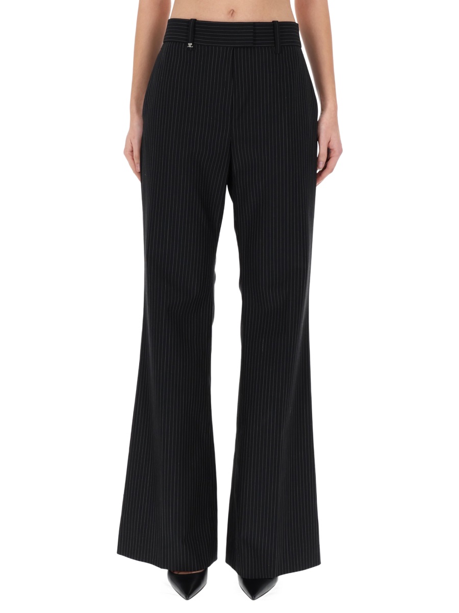 COURREGES Neutrals Pinstripes Wide Leg Pants Zwart