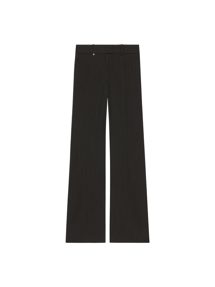 COURREGES Neutrals Pinstripes Wide Leg Pants Zwart