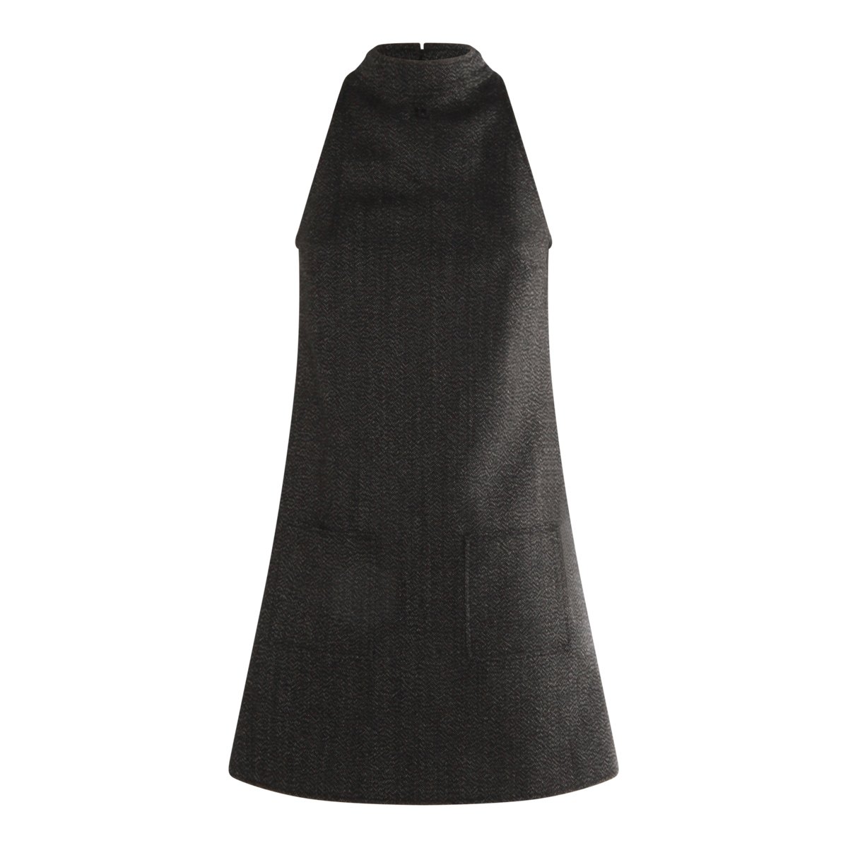 COURREGES Black Wool Dress Zwart