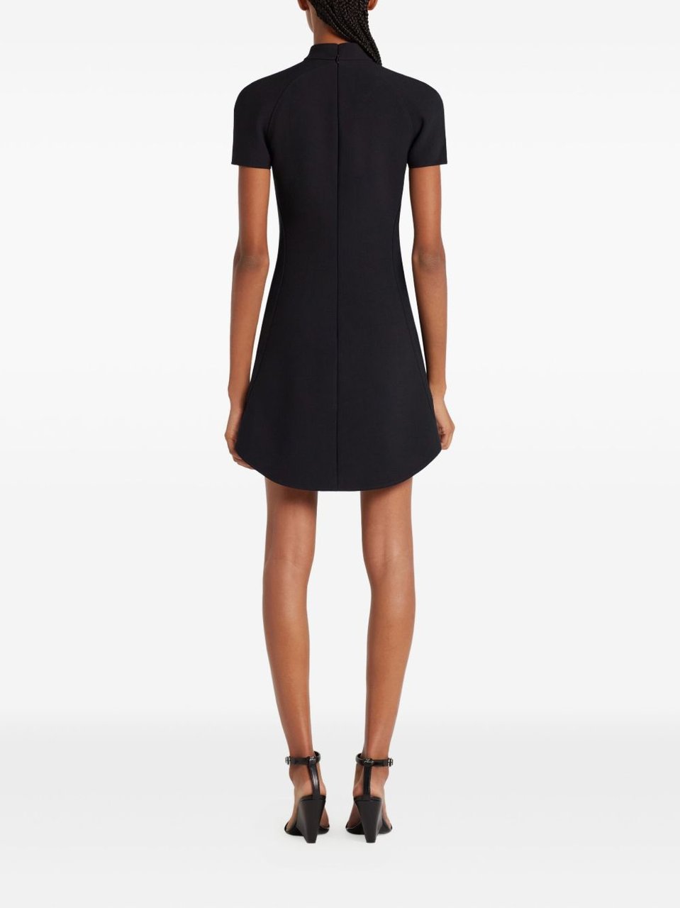 COURREGES Funnel Neck Black Mini Dress Zwart