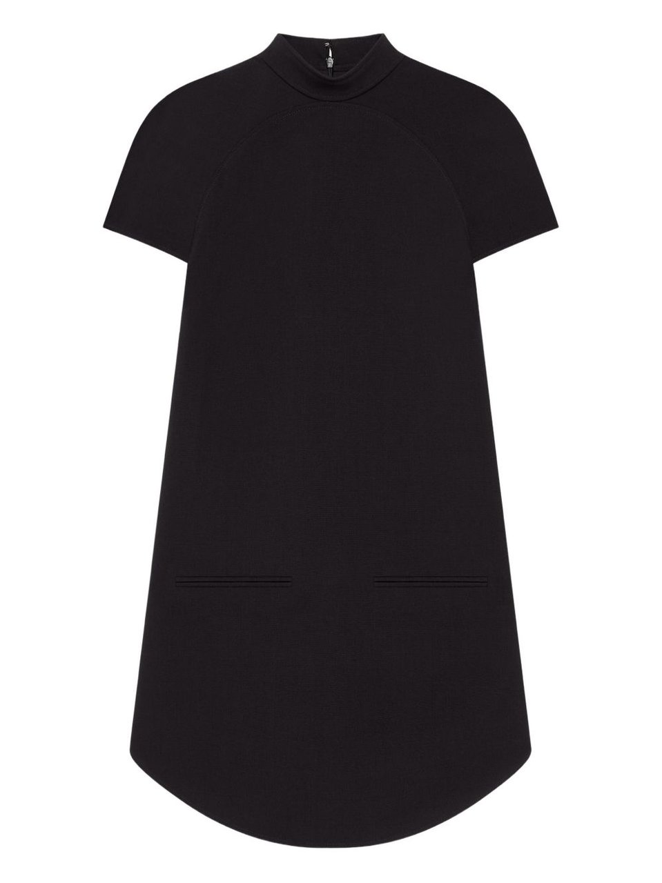 COURREGES Funnel Neck Black Mini Dress Zwart