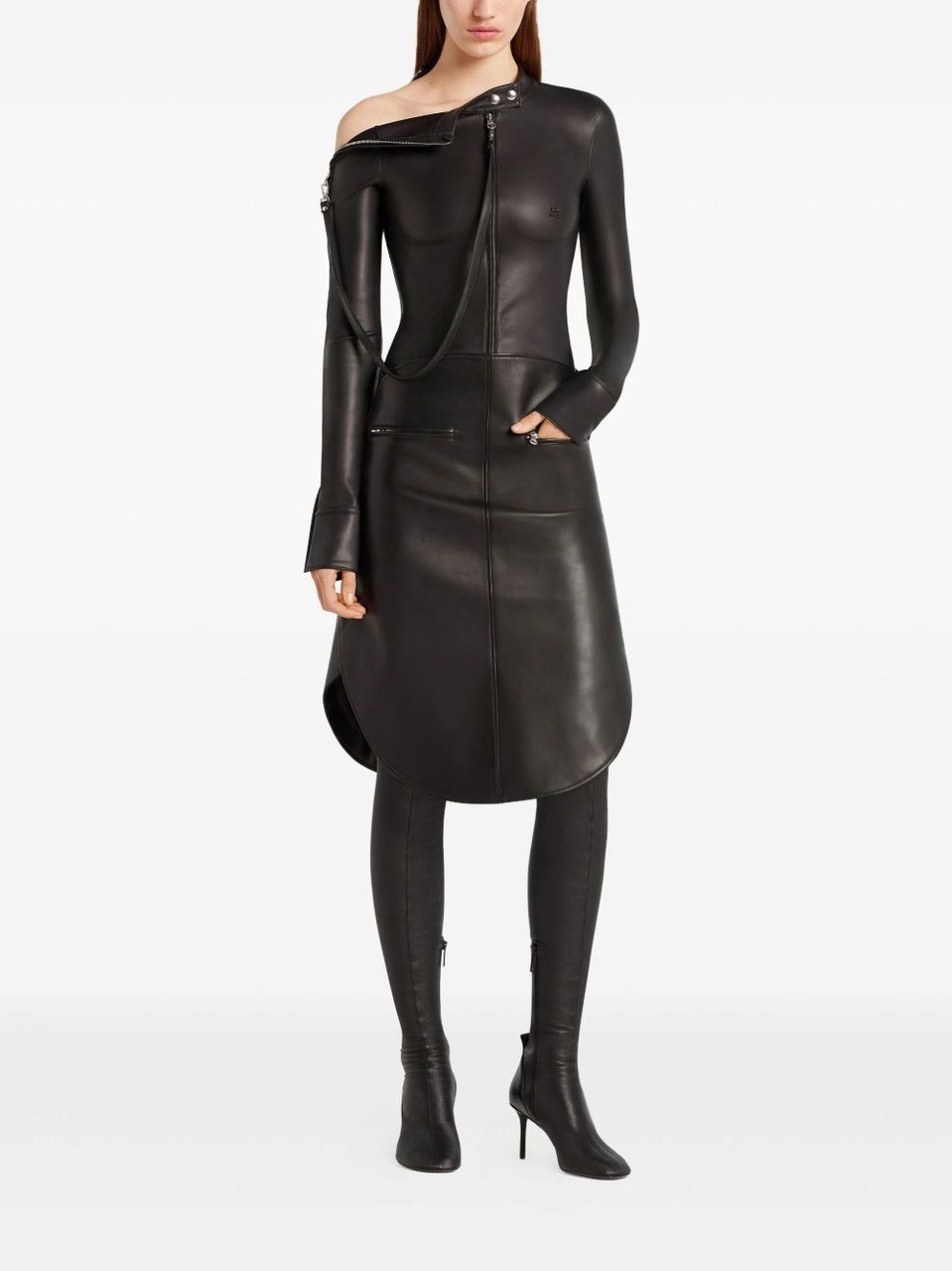 COURREGES Front-Zip Long-Sleeved Top With Embroidered Logo Zwart