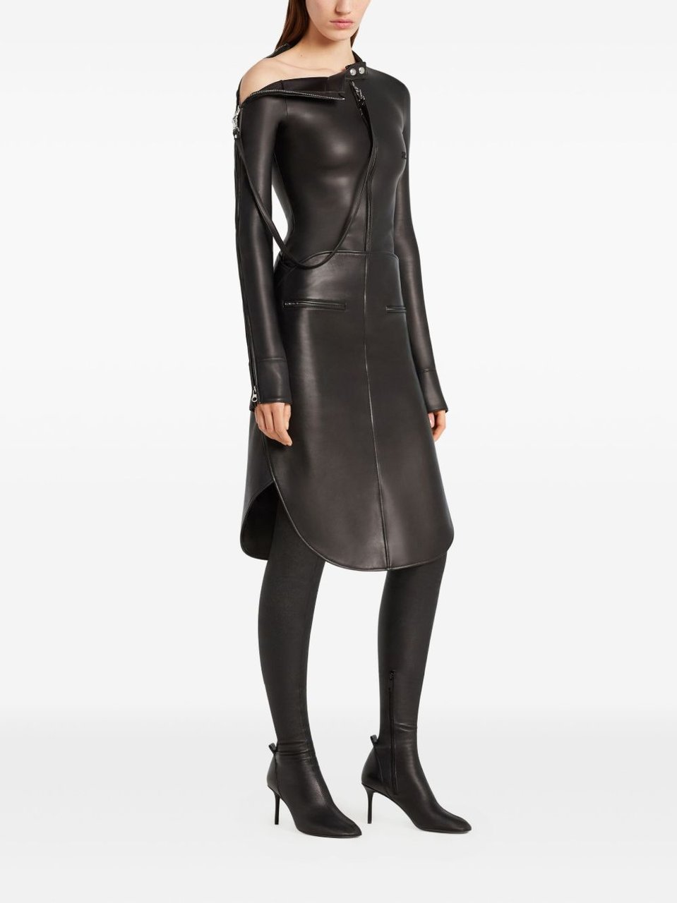 COURREGES Front-Zip Long-Sleeved Top With Embroidered Logo Zwart