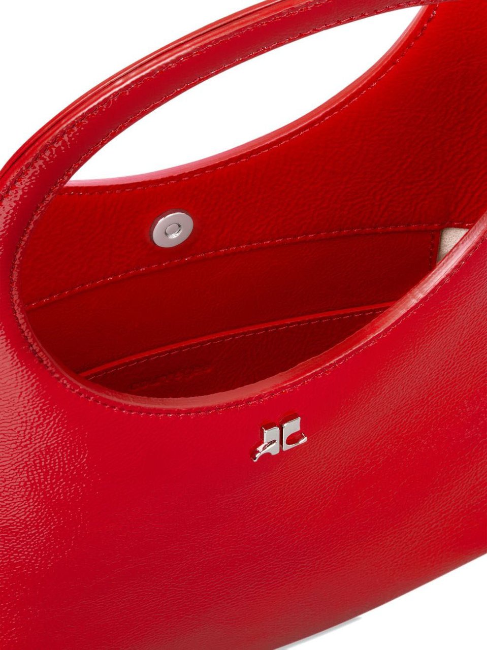 COURREGES Red Top Grain Bovine Leather Bag Rood