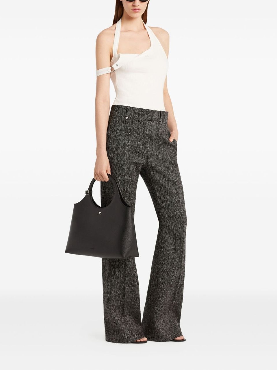 COURREGES Circular Top Handle Bag Zwart