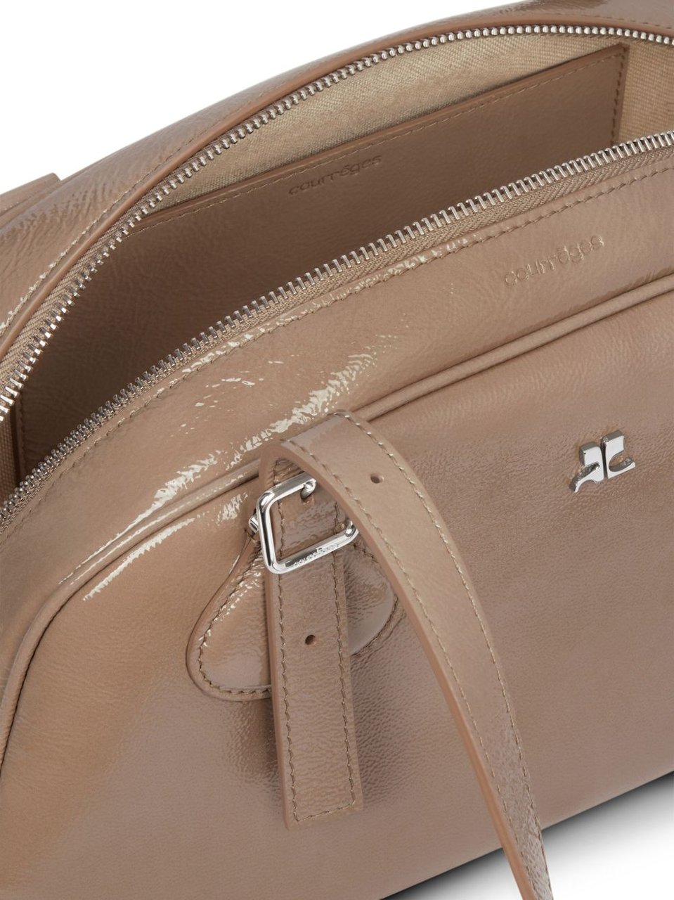 COURREGES Beige Handbag with Adjustable Straps Roze