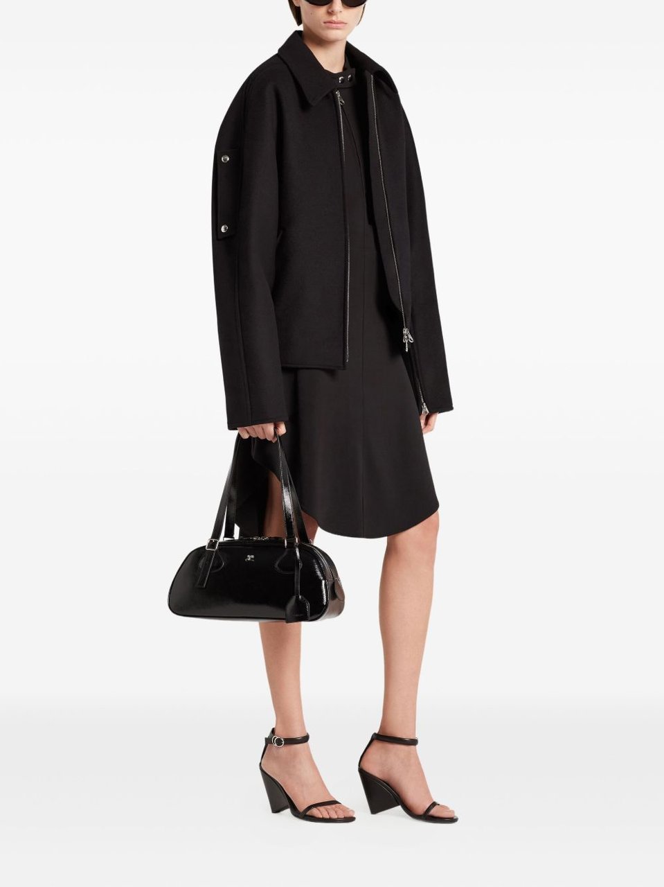 COURREGES Structured Black Handbag Zwart