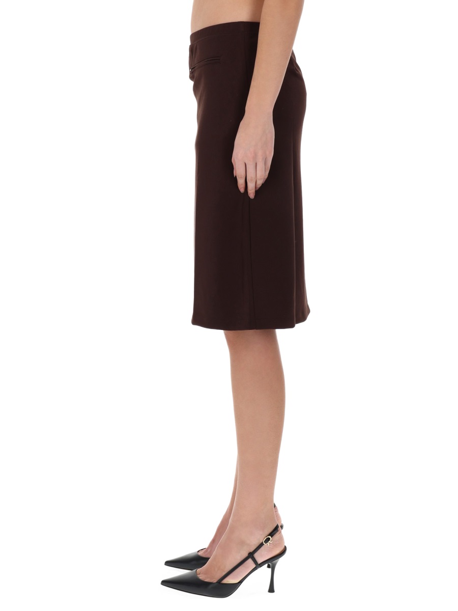 COURREGES Deep Brown Logo Waistband Skirt Zwart