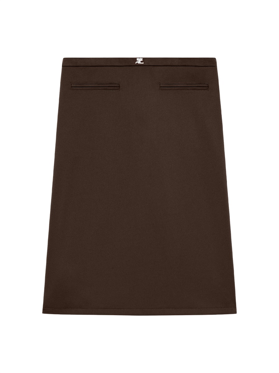 COURREGES Deep Brown Logo Waistband Skirt Zwart