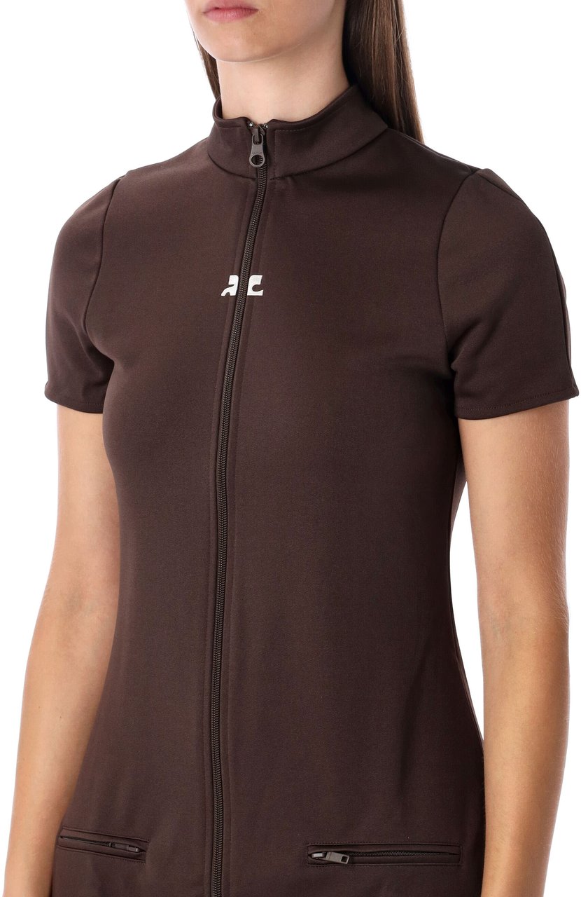 COURREGES Interlock Tracksuit Mini Dress Marrone Bruin