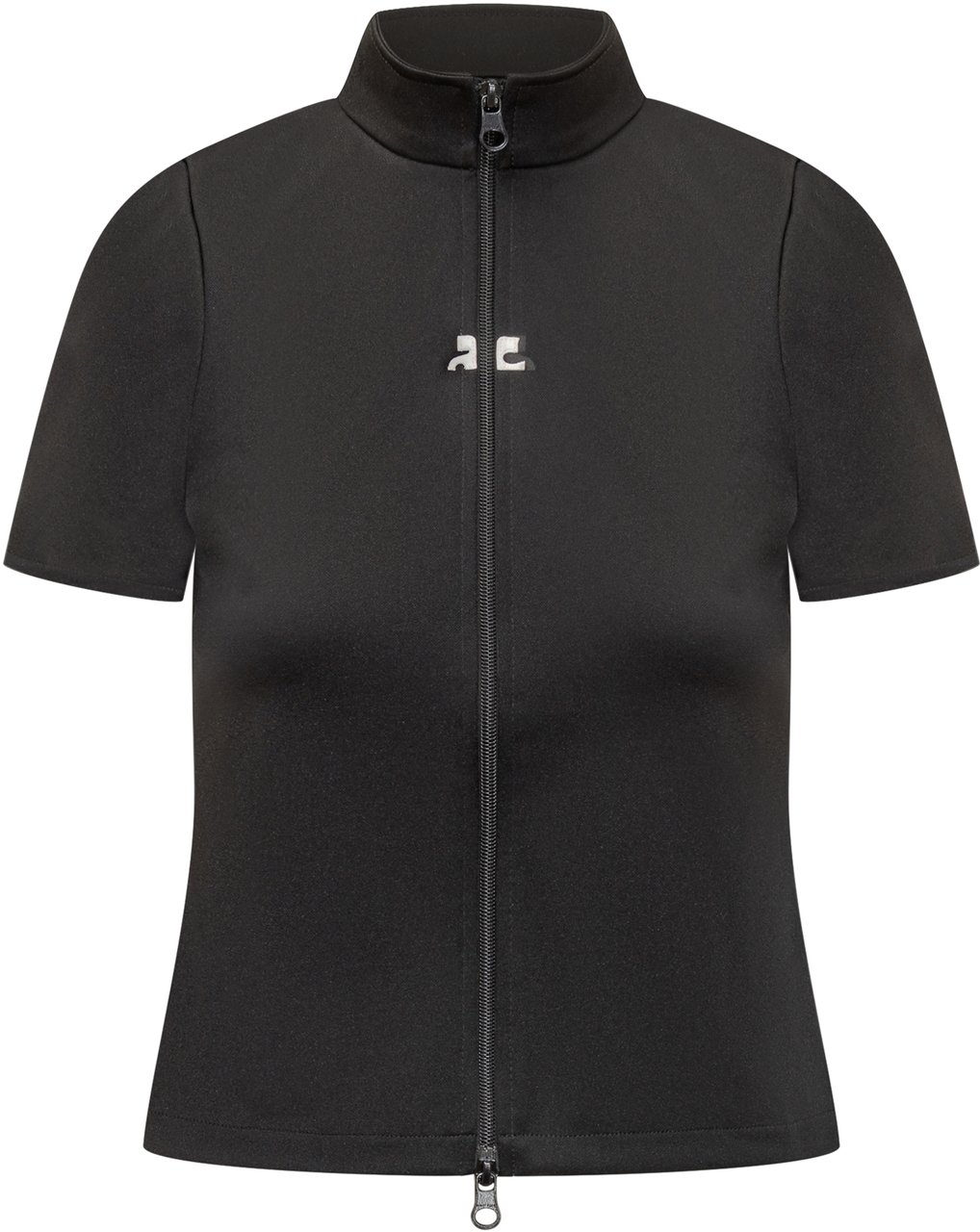 COURREGES T-shirt nera Courrèges con zip Zwart