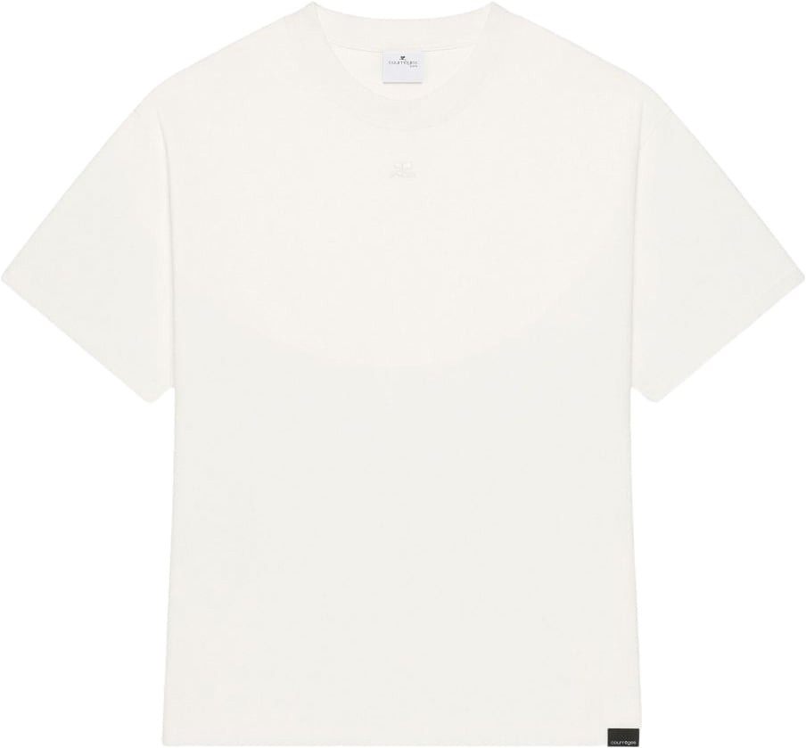 COURREGES White Crew Neck T-Shirt Wit