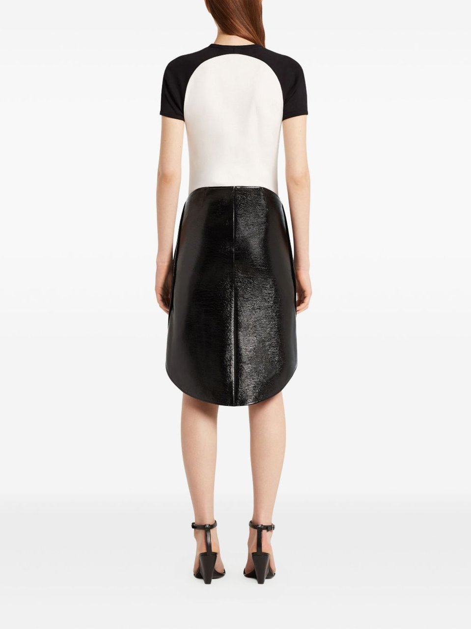 COURREGES Contrast-Design Short-Sleeved Top with Logo Detail Wit