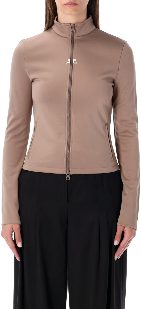 COURREGES Biker Tracksuit Interlock Jacket Mocha Taupe