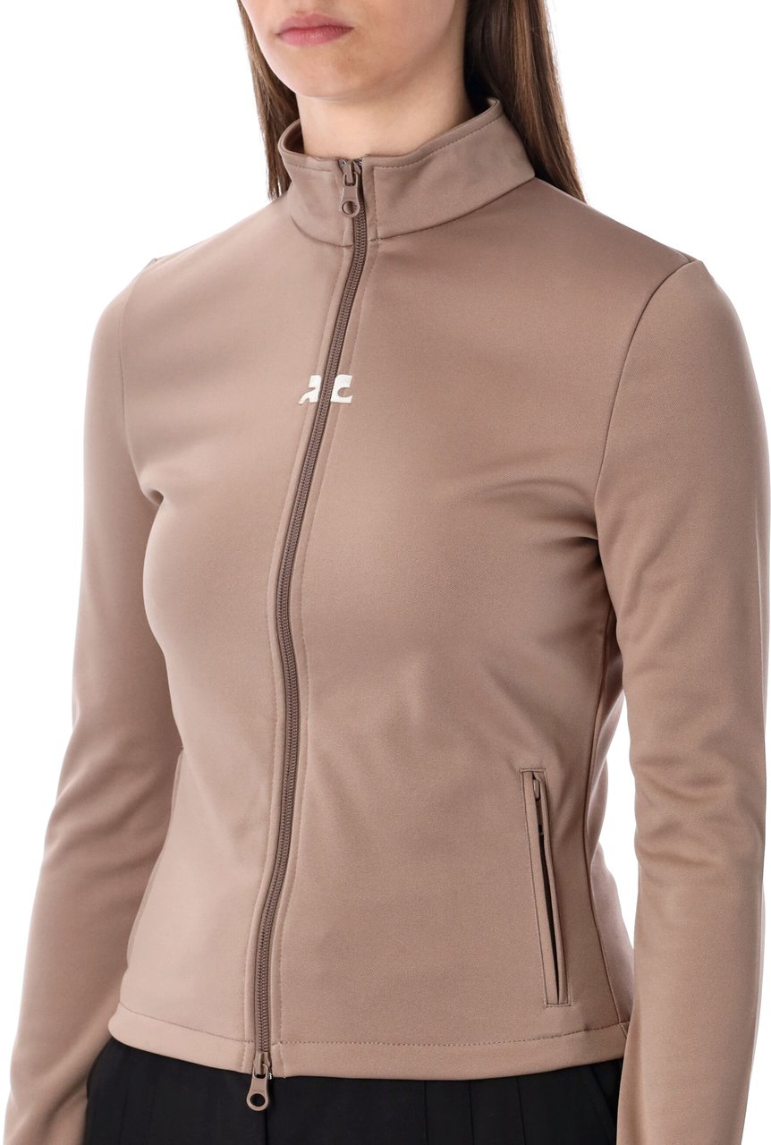 COURREGES Biker Tracksuit Interlock Jacket Mocha Taupe