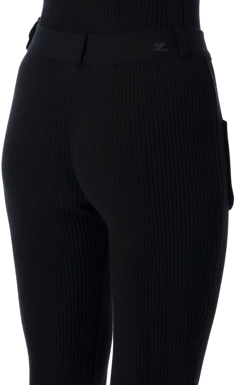 COURREGES 2-Pockets Rib Knit Pants Nero Zwart