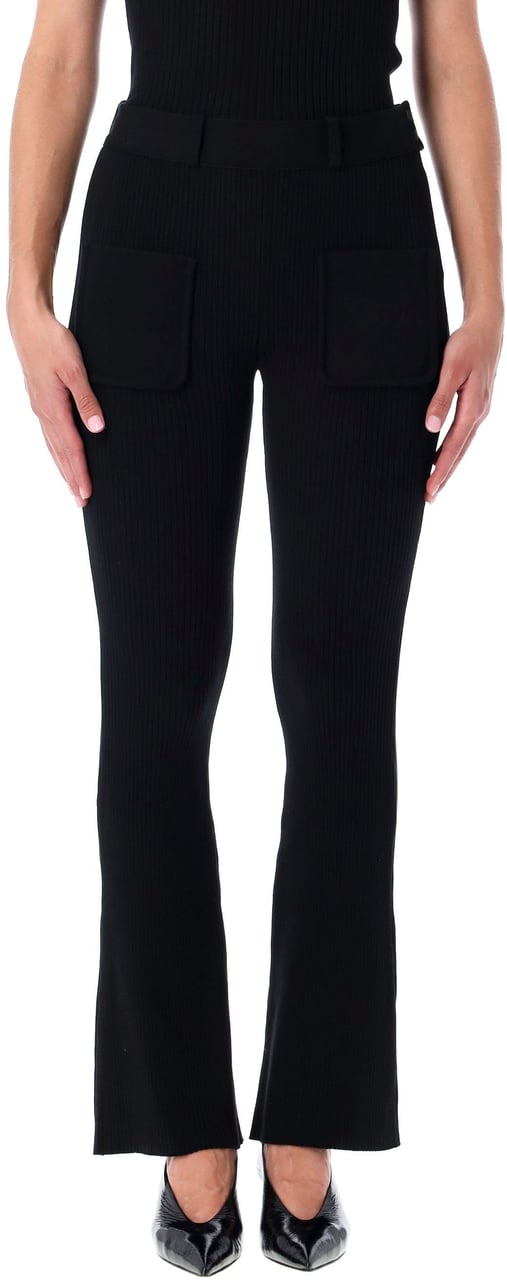 COURREGES 2-Pockets Rib Knit Pants Nero Zwart