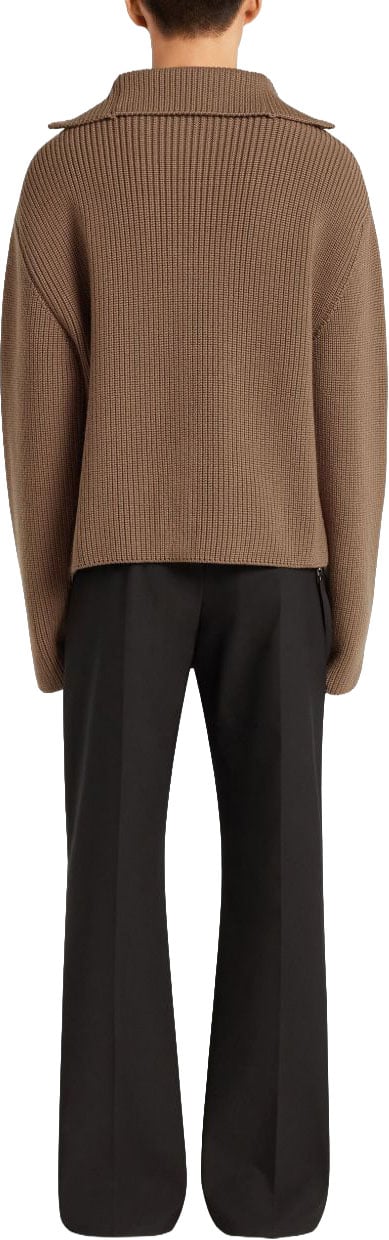 COURREGES Funnel Neck Sweater With Half-Zip Fastening Bruin
