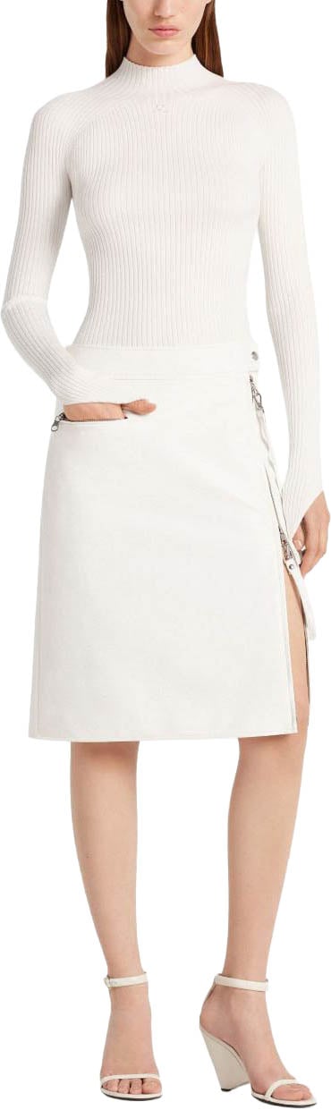 COURREGES Ribbed White Long-Sleeved Top Wit
