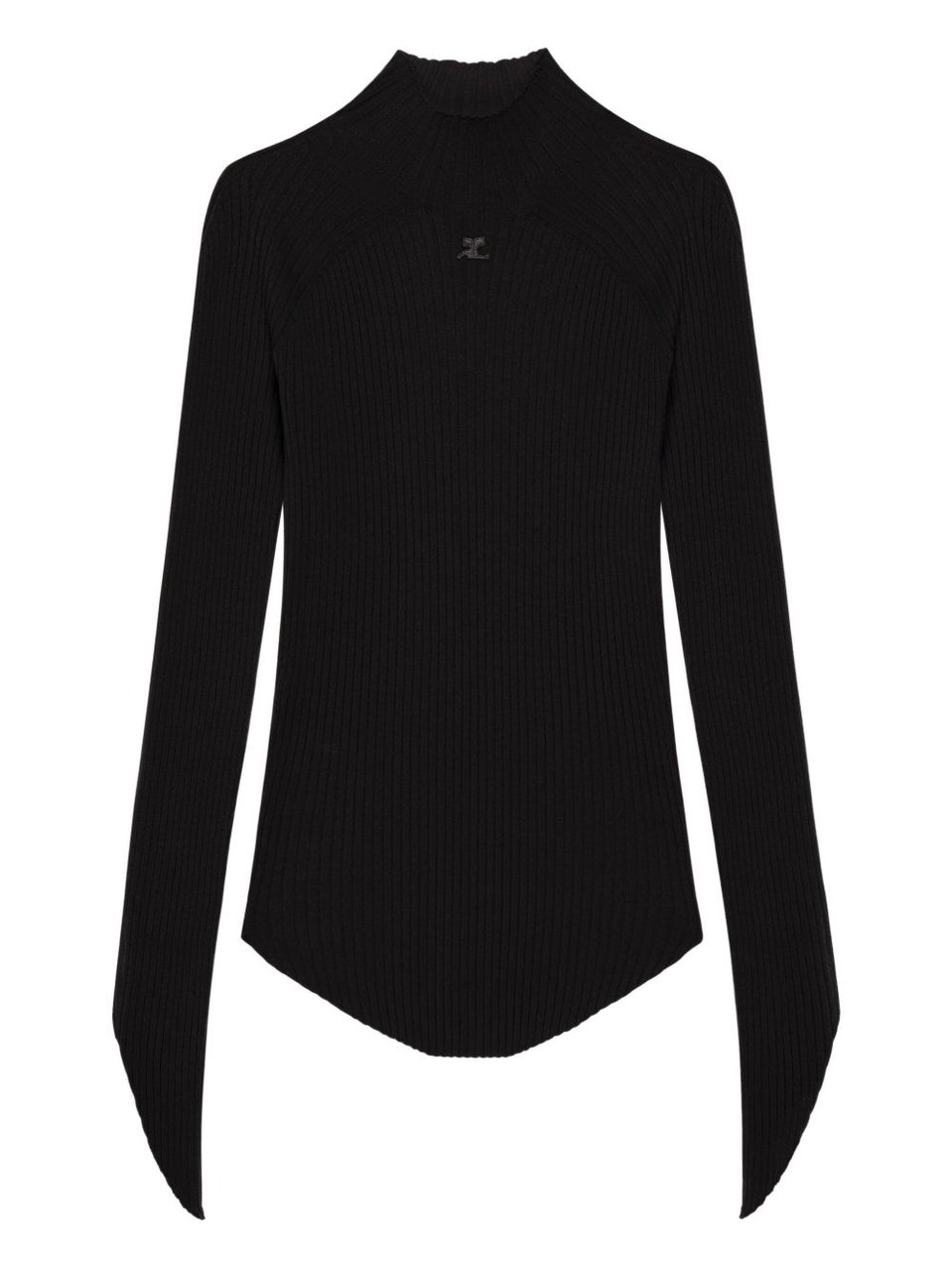 COURREGES Ribbed Knit Top Zwart