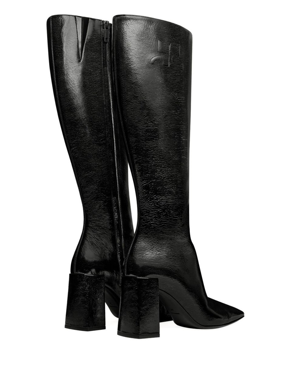 COURREGES Pointed Toe Black Boots With Glossy Finish Zwart
