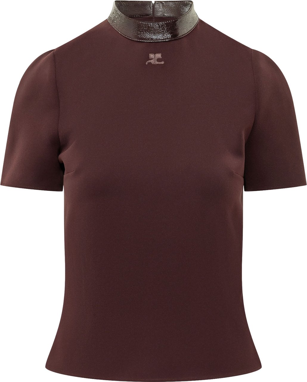 COURREGES VINYL COLLAR SS TOP Maroon