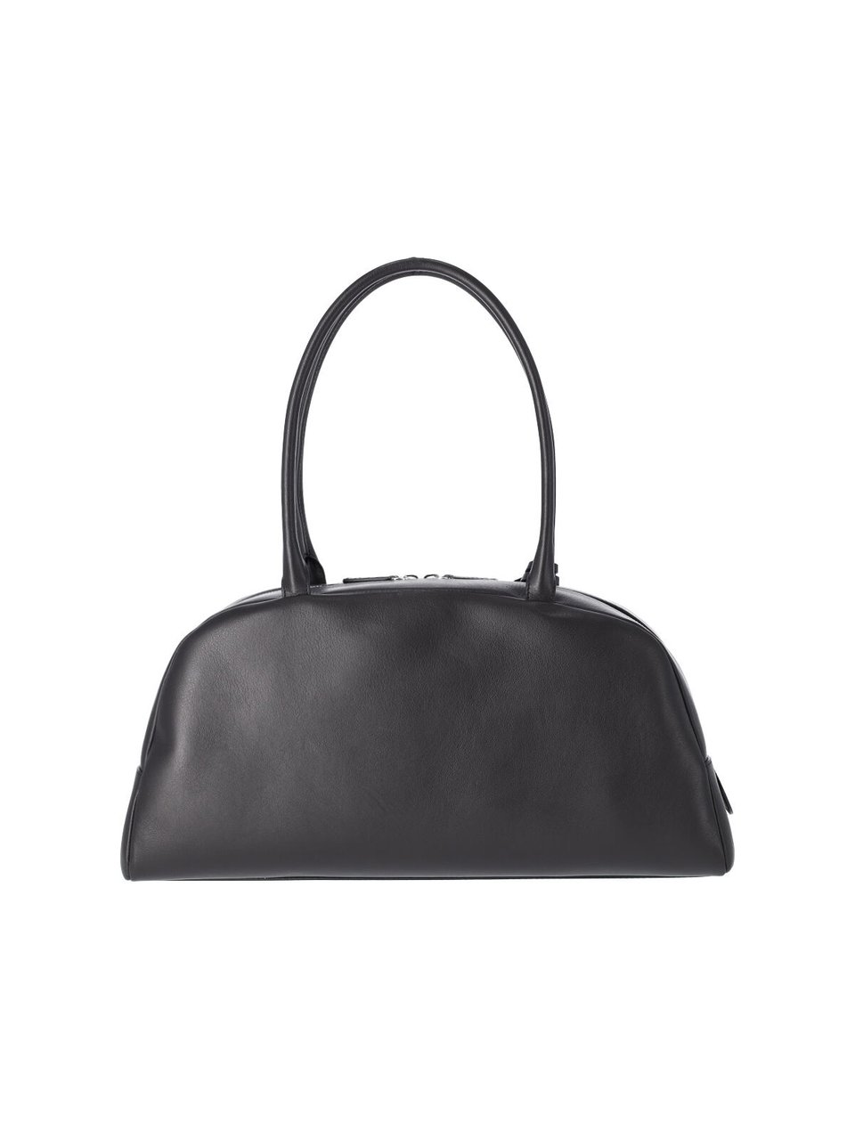 COURREGES Shoulder Bag "Monday" in Smooth Black Calf Leather Zwart