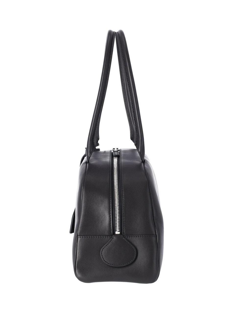 COURREGES Shoulder Bag "Monday" in Smooth Black Calf Leather Zwart