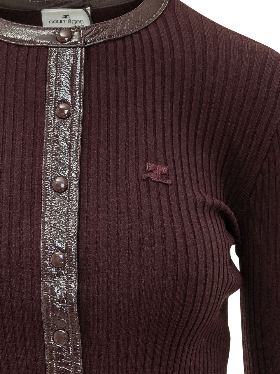 COURREGES RIB KNIT CARDIGAN Maroon