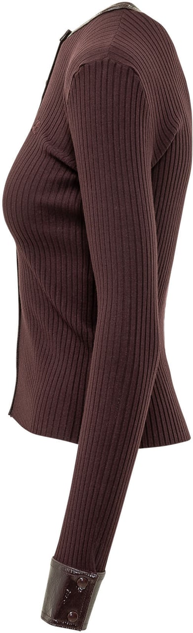 COURREGES RIB KNIT CARDIGAN Maroon