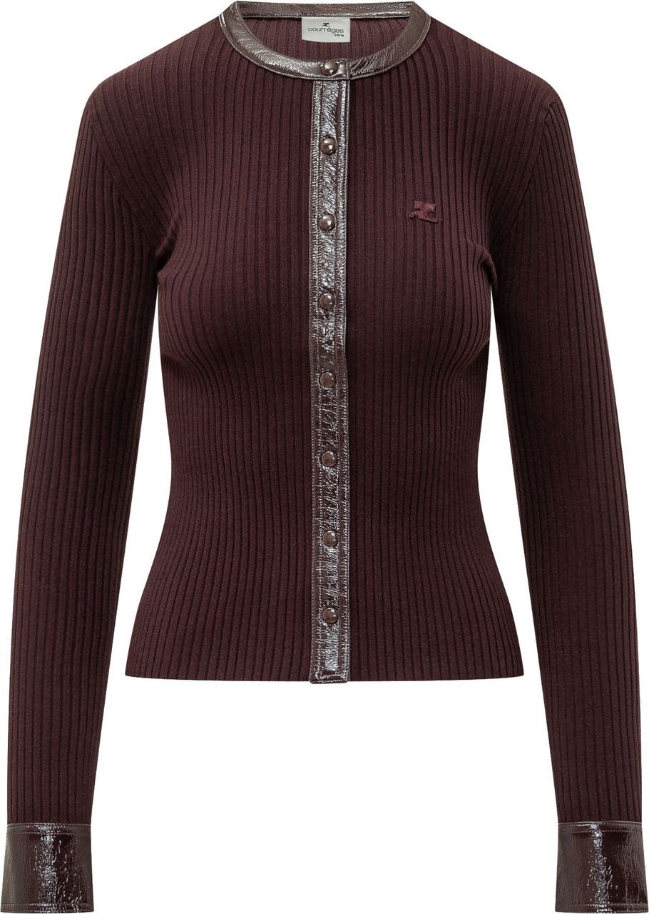 COURREGES RIB KNIT CARDIGAN Maroon