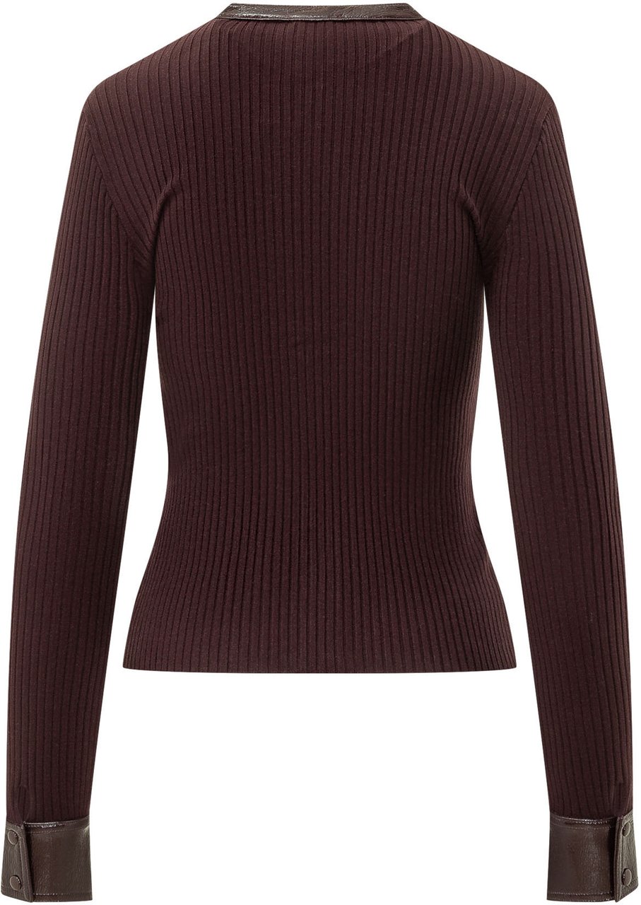 COURREGES RIB KNIT CARDIGAN Maroon