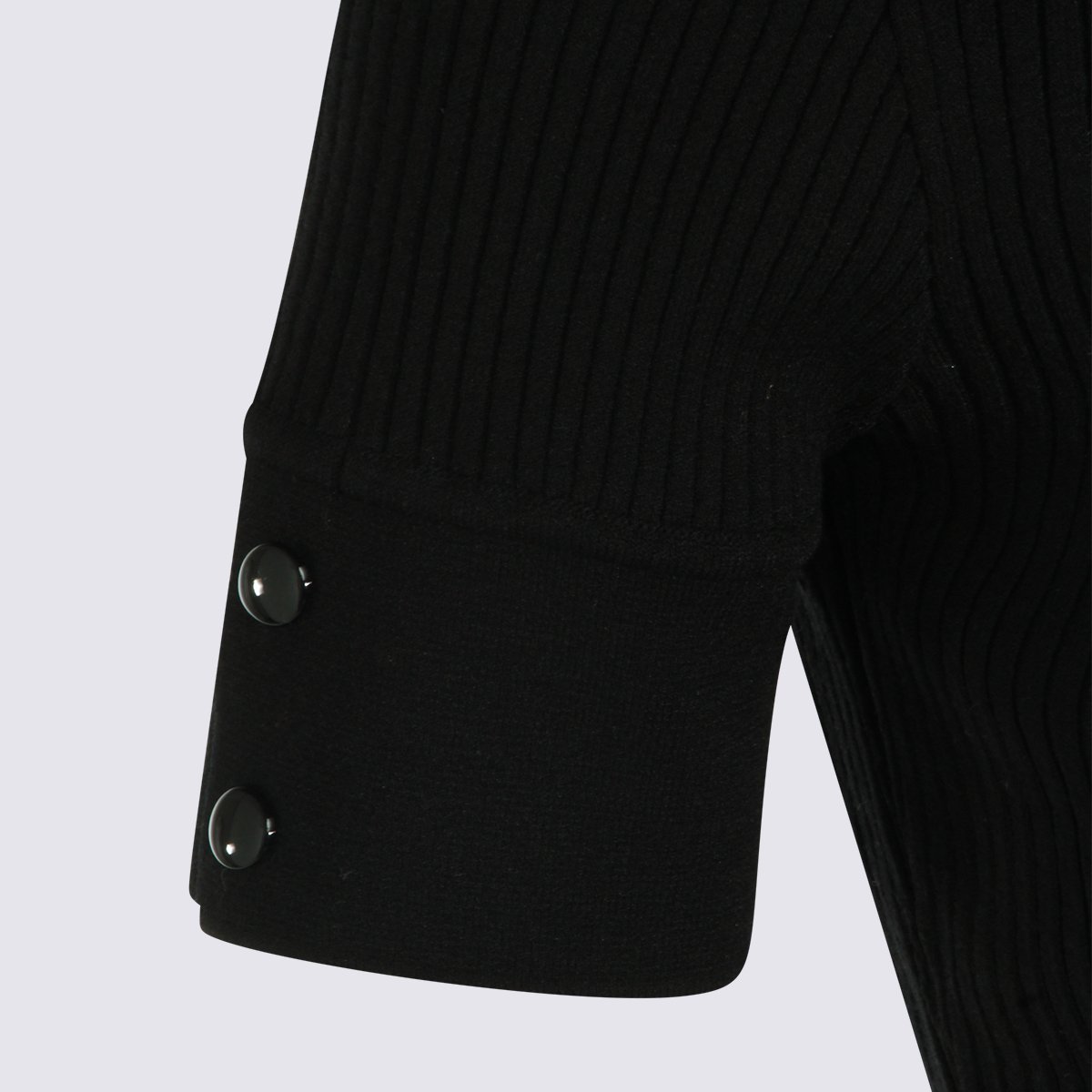 COURREGES Fitted Short-Sleeve Polo Shirt With Ribbed Texture And Button Placket Zwart