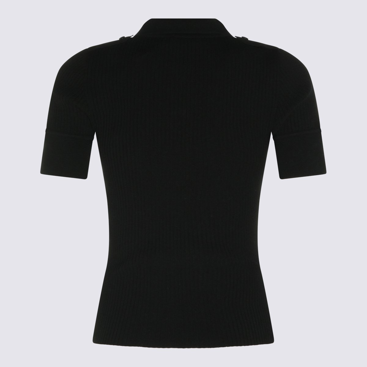 COURREGES Fitted Short-Sleeve Polo Shirt With Ribbed Texture And Button Placket Zwart