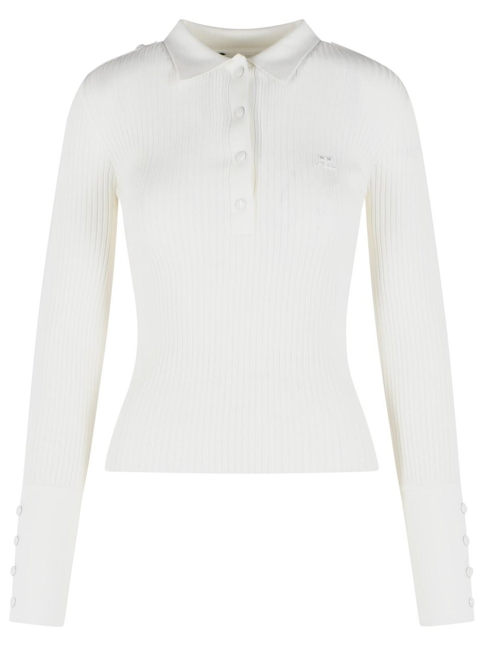 COURREGES White Viscose Blend Polo Shirt Wit