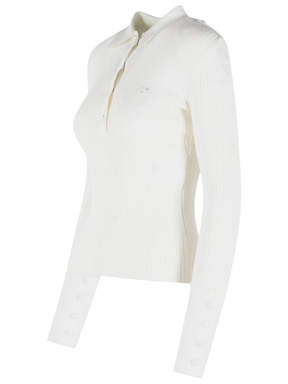 COURREGES White Viscose Blend Polo Shirt Wit