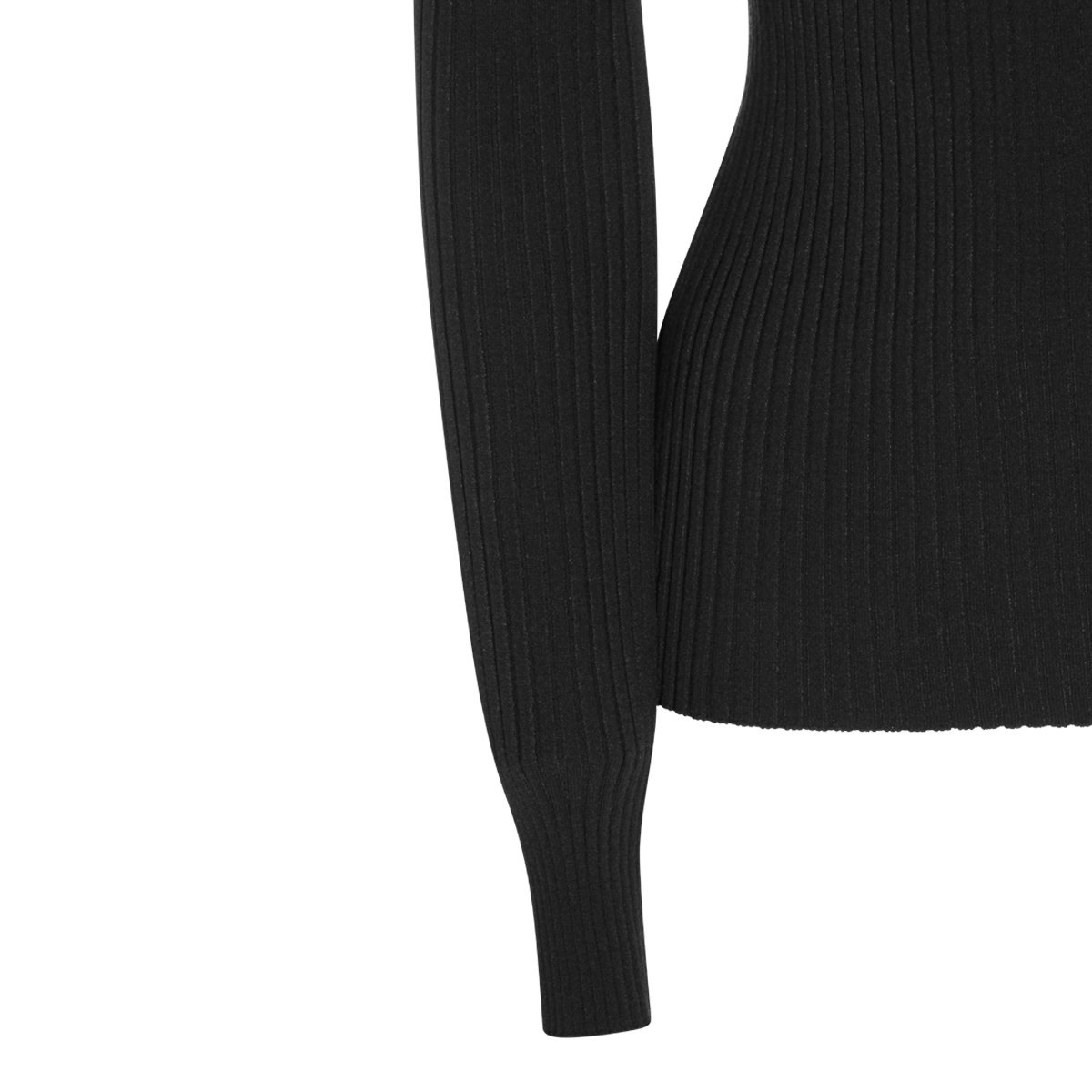 COURREGES Ribbed Knit Sweater With Button Detail And Logo Emblem Zwart
