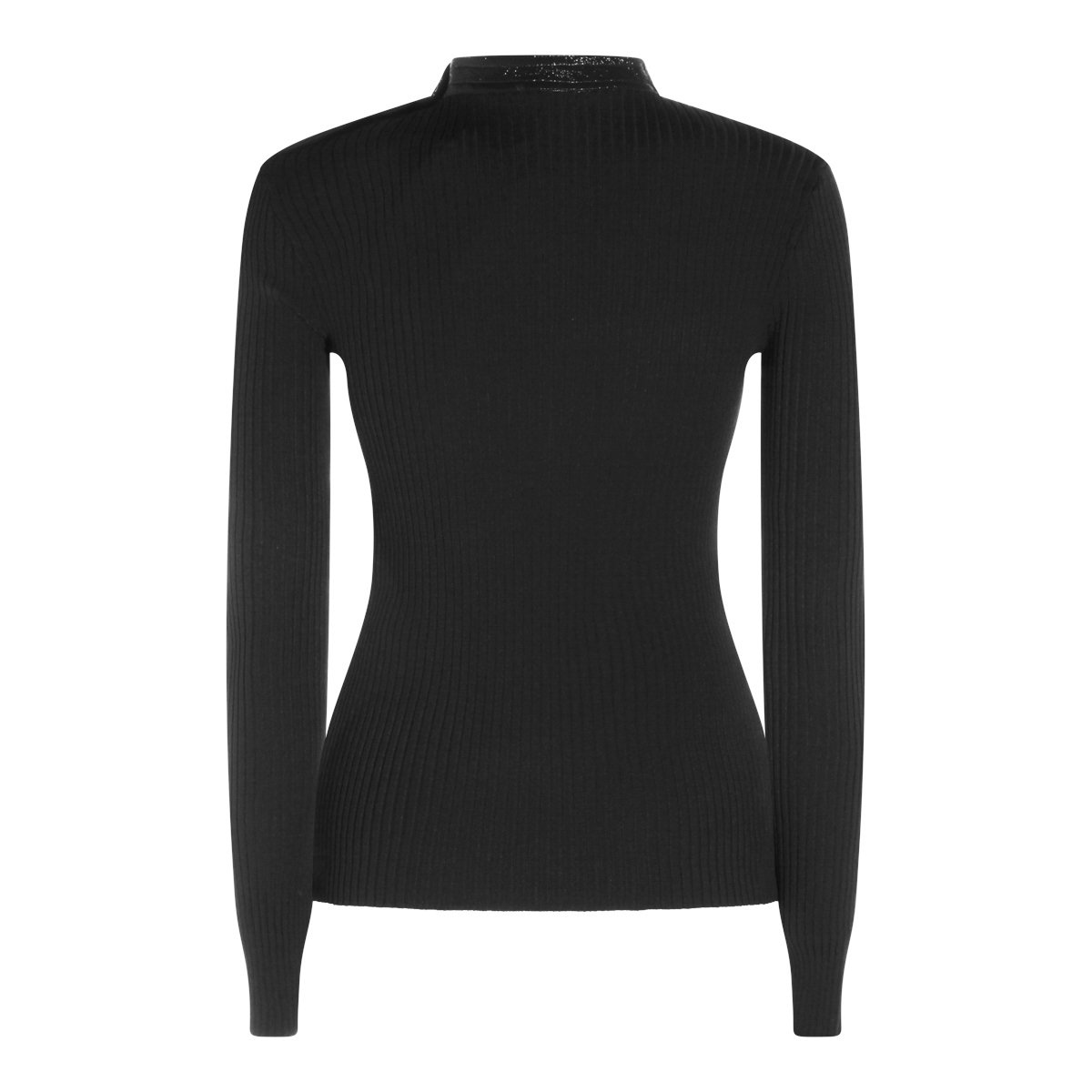 COURREGES Ribbed Knit Sweater With Button Detail And Logo Emblem Zwart