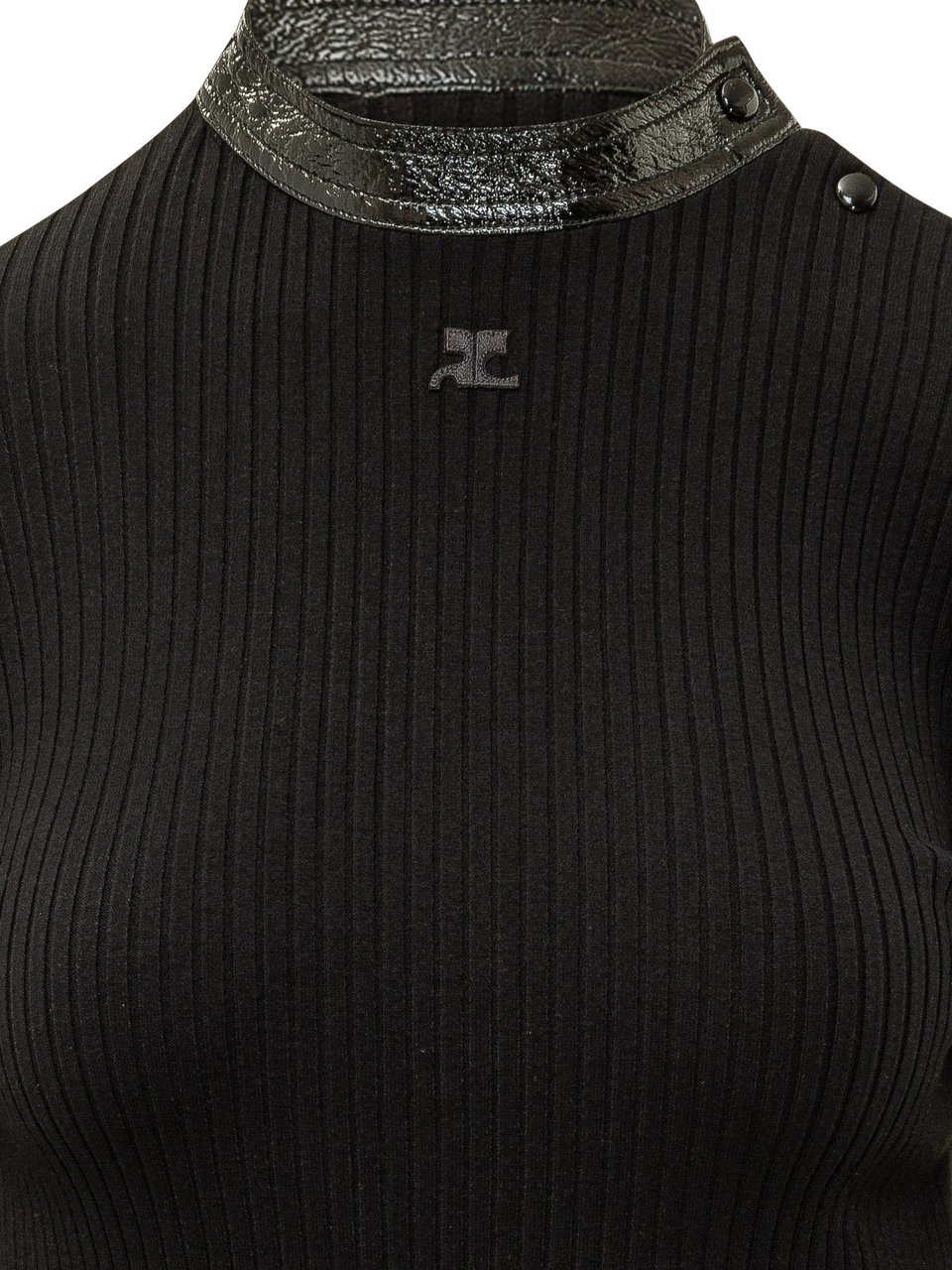 COURREGES VINYL RIB SWEATER Zwart