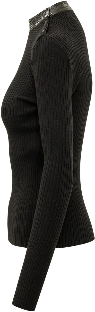 COURREGES VINYL RIB SWEATER Zwart