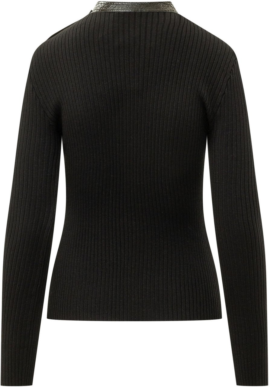 COURREGES VINYL RIB SWEATER Zwart