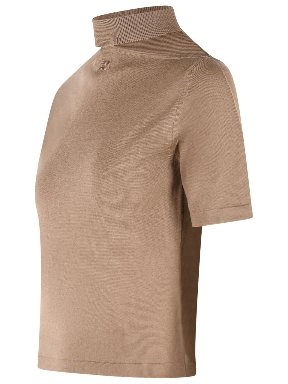 COURREGES Brown Merino Wool Turtleneck Sweater Roze