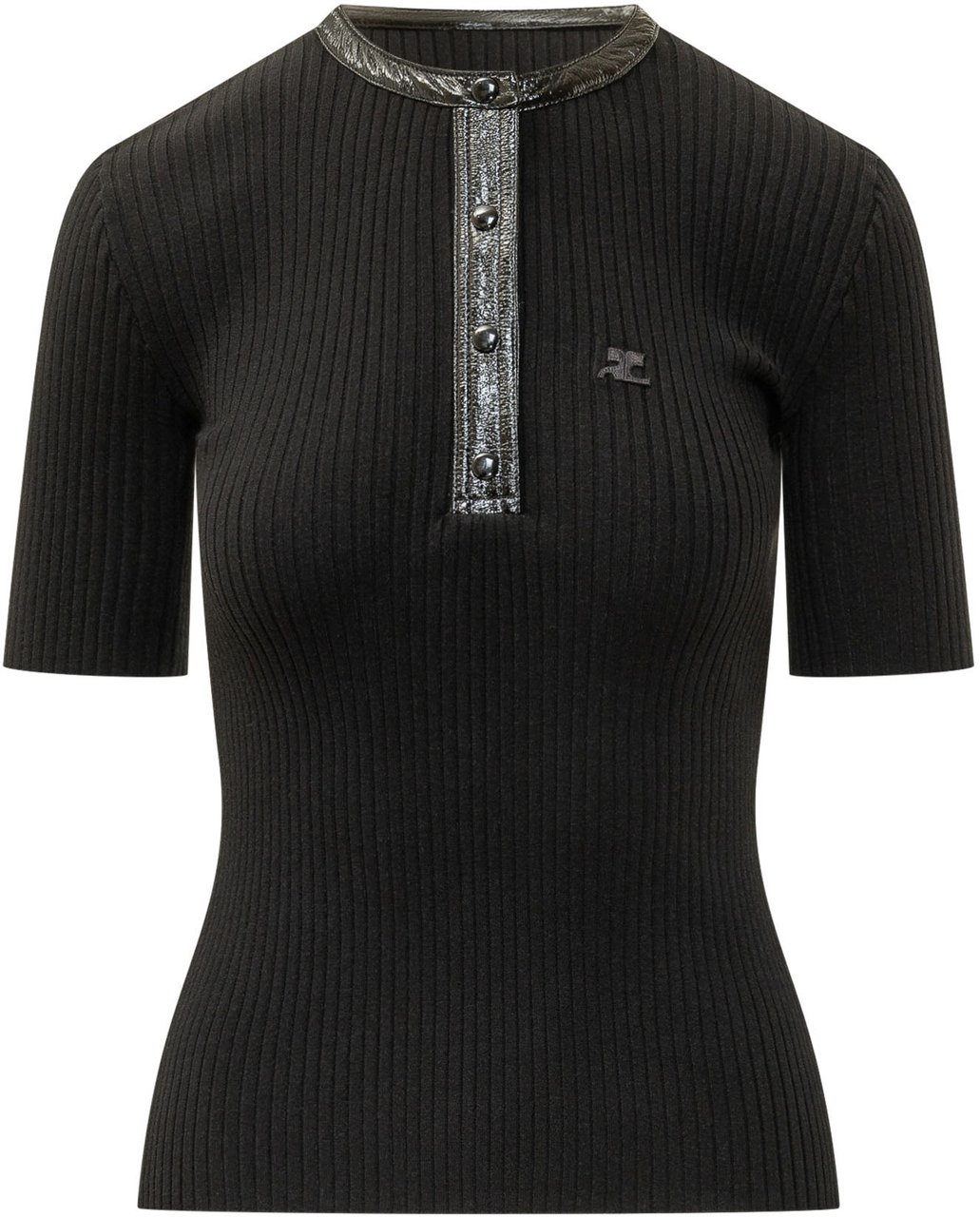 COURREGES Top a Coste con Abbottonatura Zwart