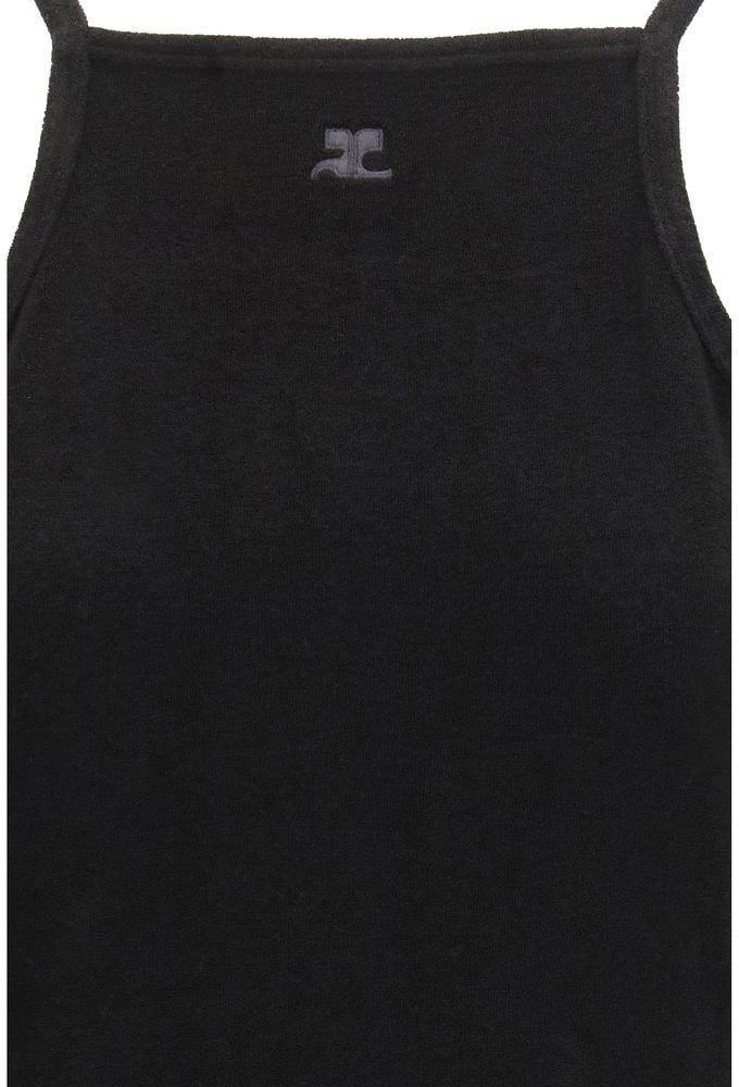 COURREGES Spongy Heritage Mini Dress with Flared Silhouette Zwart