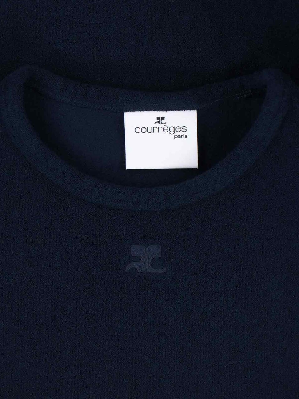 COURREGES Tone-on-Tone Logo T-Shirt – Navy Blue Blauw