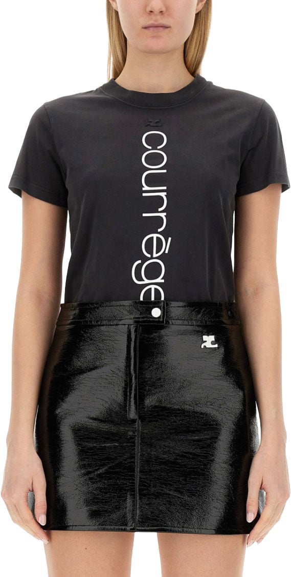COURREGES Regular Fit T-Shirt Zwart
