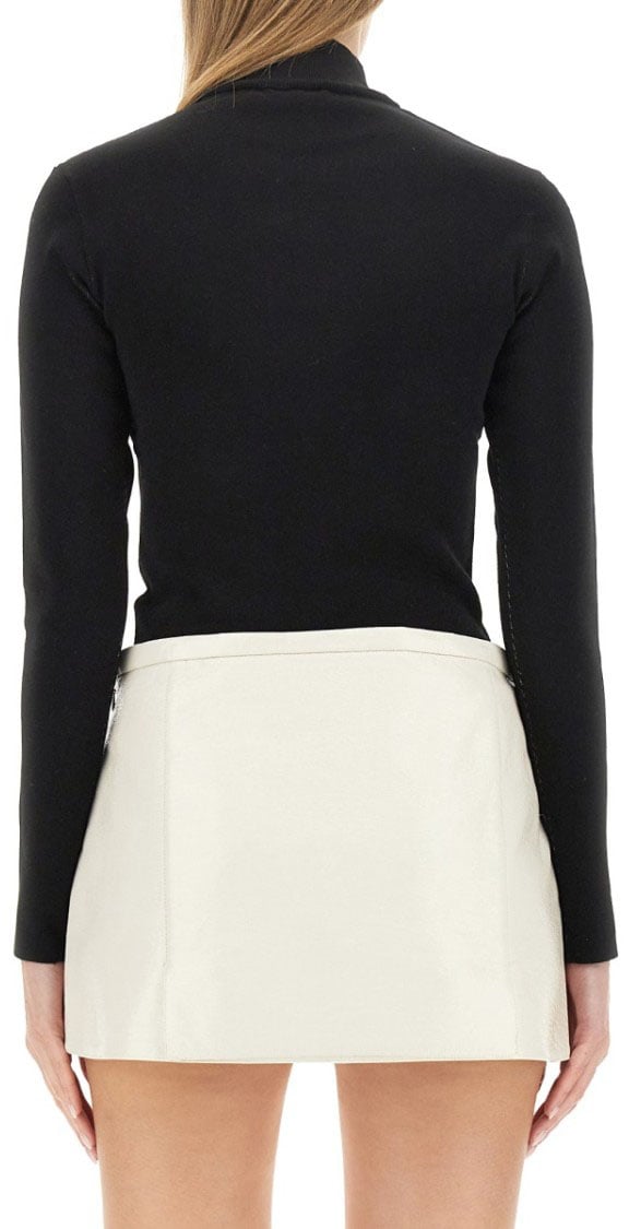 COURREGES High Neck Black Jersey Zwart