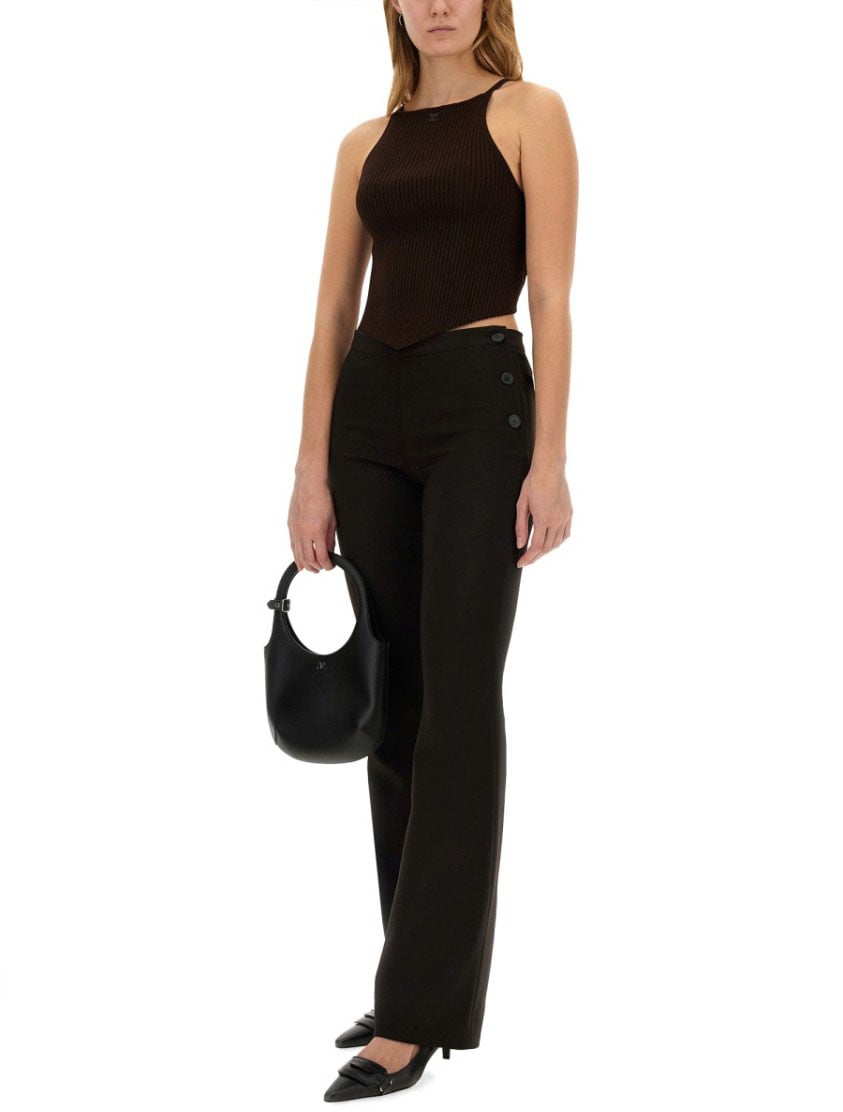 COURREGES Oblique Tailored Pants With Flared Leg Zwart
